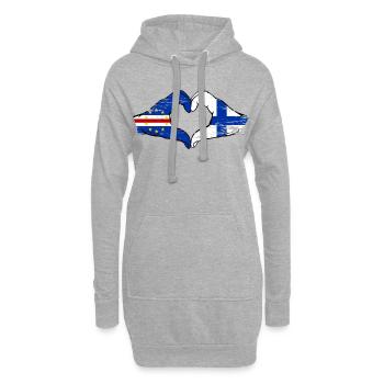 Kap Verde Finnland Flagge Hände Herzform used - Hoodie-Kleid - Grau meliert - Vorne