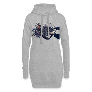 Clavier floral abstrait et énergie sonore - Sweat-shirt à capuche long Femme - gris chiné - Devant