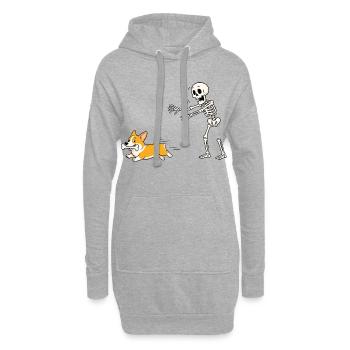 Halloween, Cprgi, Skelett - Hoodie-Kleid - Grau meliert - Vorne