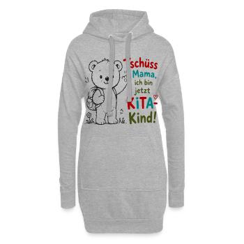 Kita Abschied Teddy Tschüss Mama - Hoodie-Kleid - Grau meliert - Vorne