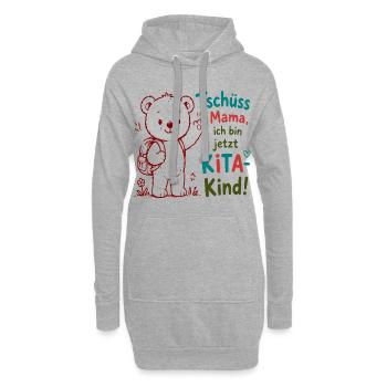 Kita Abschied Bär Motiv - Hoodie-Kleid - Grau meliert - Vorne