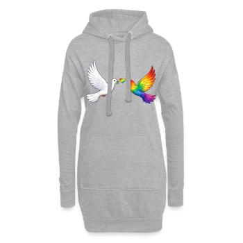 Friedenstaube Pride - Hoodie-Kleid - Grau meliert - Vorne