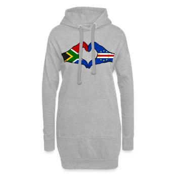 Kap Verde Südafrika Flagge Hände Herzform - Hoodie-Kleid - Grau meliert - Vorne
