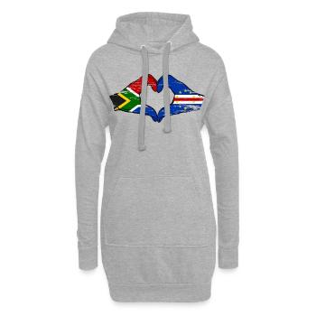 Kap Verde Südafrika Flagge Hände Herzform used - Hoodie-Kleid - Grau meliert - Vorne