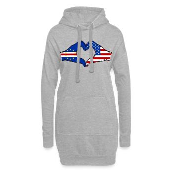 Kap Verde USA Flagge Hände Herzform  - Hoodie-Kleid - Grau meliert - Vorne