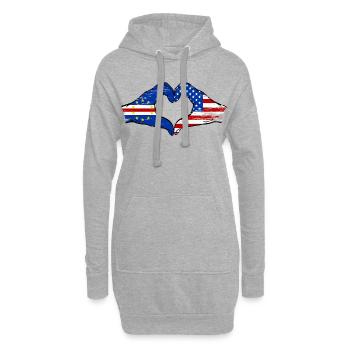 Cape Verde USA flag hands heart shape used - Hoodie Dress - heather grey - Front
