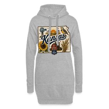 Kansas Sunflower State Vintage Reiseaufkleber - Hoodie-Kleid - Grau meliert - Vorne