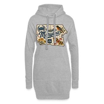 Maryland Vintage Staatsflagge & Krabbenaufkleber - Hoodie-Kleid - Grau meliert - Vorne