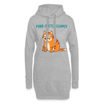 Purrfekt Ungeschickte Katze - Hoodie-Kleid - Grau meliert - Vorne