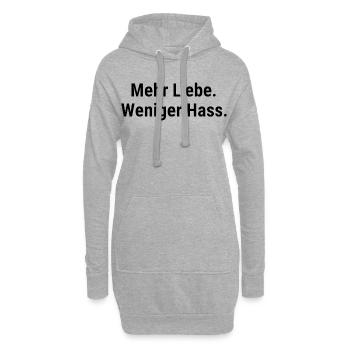 Liebe statt Hass für Menschenrechts Fans Frieden - Hoodie-Kleid - Grau meliert - Vorne