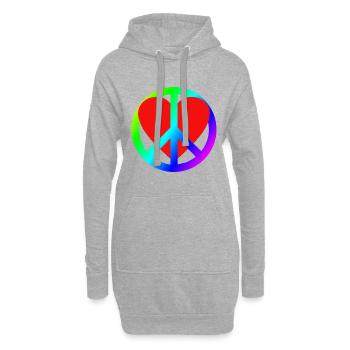 Herz Frieden Regenbogen Symbol - Hoodie-Kleid - Grau meliert - Vorne
