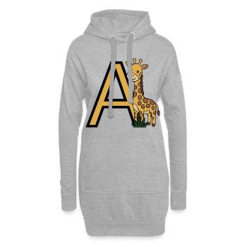 Giraffe mit Buchstabe A - Hoodie-Kleid - Grau meliert - Vorne