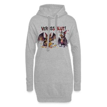Vergiss Blut Lustiges Fledermaus Pommes Motiv - Hoodie-Kleid - Grau meliert - Vorne