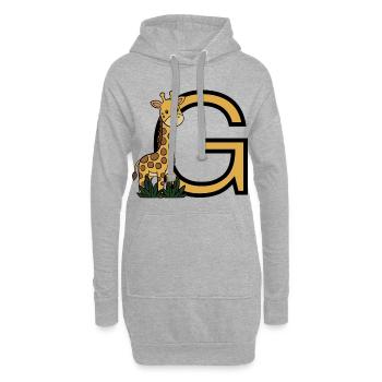 Giraffe mit Buchstabe G - Hoodie-Kleid - Grau meliert - Vorne