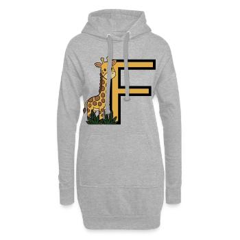 Giraffe Buchstabe F - Hoodie-Kleid - Grau meliert - Vorne