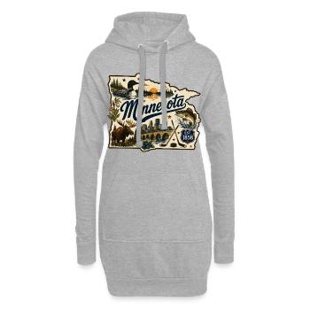 Minnesota Land of 10.000 Lakes Vintage-Aufkleber - Hoodie-Kleid - Grau meliert - Vorne
