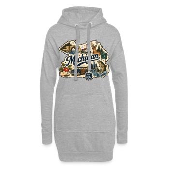 Michigan Great Lakes Vintage-Reiseaufkleber - Hoodie-Kleid - Grau meliert - Vorne