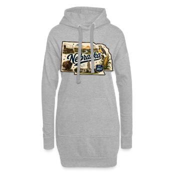 Nebraska Cornhusker State Vintage Sticker - Hoodie Dress - heather grey - Front