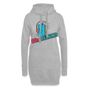 80er-Jahre-Rewind-Kassetten-Kopfhörer - Hoodie-Kleid - Grau meliert - Vorne