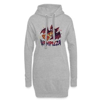 Vampizza Lustiges Fledermaus Vampir Pizza Motiv - Hoodie-Kleid - Grau meliert - Vorne