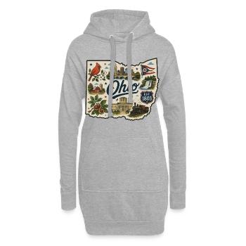 Autocollant de voyage vintage Ohio Buckeye State - Sweat-shirt à capuche long Femme - gris chiné - Devant