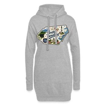 North Carolina Tar Heel State Vintage Sticker - Hoodie Dress - heather grey - Front