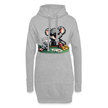 Süßer Koala spielt Poker - Hoodie-Kleid - Grau meliert - Vorne