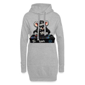 Süßer Koala als DJ - Hoodie-Kleid - Grau meliert - Vorne