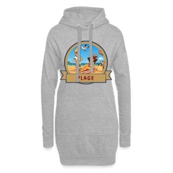 Kek & Ina à la plage - gag de la vie - Sweat-shirt à capuche long Femme - gris chiné - Devant