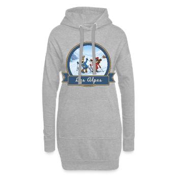 Kek & Ina dans les Alpes - Souvenir de France - Sweat-shirt à capuche long Femme - gris chiné - Devant