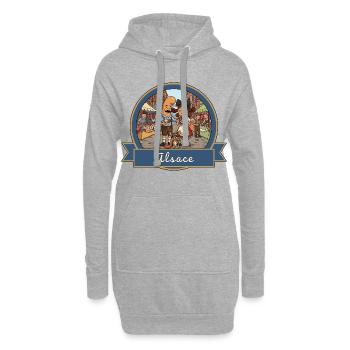 Kek & Ina en Alsace - Souvenir de France - Sweat-shirt à capuche long Femme - gris chiné - Devant