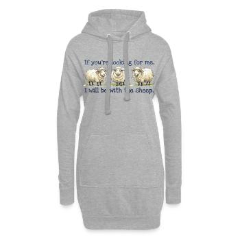 I will be with the sheep Lustiges Schaf Motiv - Hoodie-Kleid - Grau meliert - Vorne