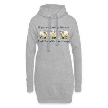 I will be with the sheep Lustiges Schaf Motiv - Hoodie-Kleid - Grau meliert - Vorne