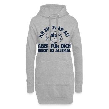 Tischtennis Bin zwar alt Retro Tischtennisspieler - Hoodie-Kleid - Grau meliert - Vorne