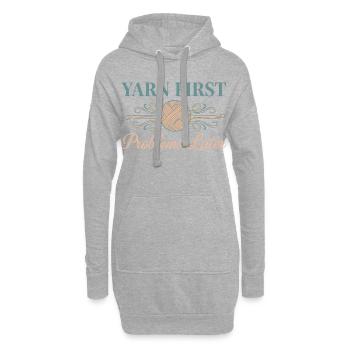 Crochet Lover Garn Erste Probleme später Lustig - Hoodie-Kleid - Grau meliert - Vorne