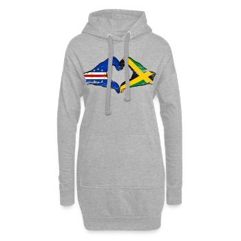 Mains du drapeau du Cap-Vert Jamaïque en forme de cœur utilisées - Sweat-shirt à capuche long Femme - gris chiné - Devant