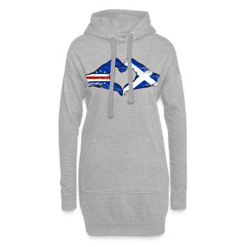 Kap Verde Schottland Flagge Hände Herzform used - Hoodie-Kleid - Grau meliert - Vorne