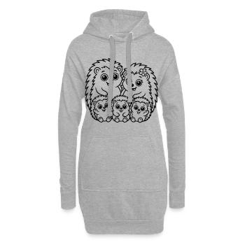Igelfamilie - Hoodie-Kleid - Grau meliert - Vorne