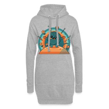 Lustiger Häkel-Garnliebhaber-Häkelkreis - Hoodie-Kleid - Grau meliert - Vorne