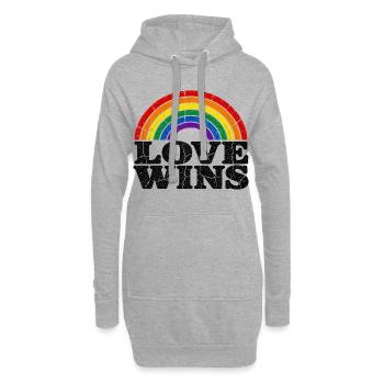 Love Wins Regenbogen CSD Vintage Spruch - Hoodie-Kleid - Grau meliert - Vorne