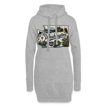 Washington State Mount Rainier Vintage Sticker - Hoodie Dress - heather grey - Front