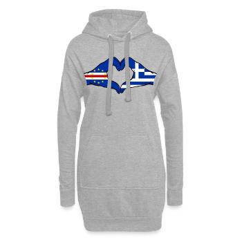 Kap Verde Griechenland Flagge Hände Herzform  - Hoodie-Kleid - Grau meliert - Vorne