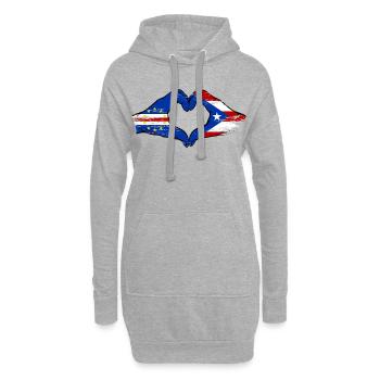 Kap Verde Puerto Rico Flagge Hände Herzform used - Hoodie-Kleid - Grau meliert - Vorne