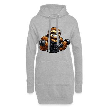 Starkes Faultier beim Bodybuilding - Hoodie-Kleid - Grau meliert - Vorne
