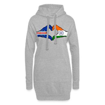 Kap Verde Indien Flagge Hände Herzform - Hoodie-Kleid - Grau meliert - Vorne