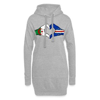 Algerien Kap Verde Flagge Hände Herzform - Hoodie-Kleid - Grau meliert - Vorne