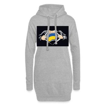 Ukraine Super Hero Ukraine Flag - Hoodie Dress - heather grey - Front