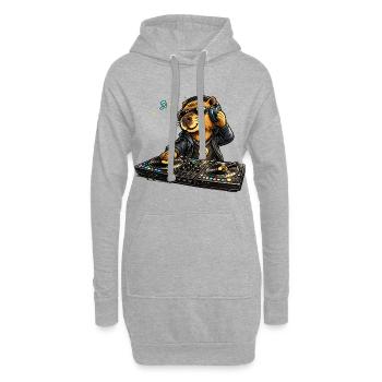Süßes Capybara als DJ im Comic Stil - Hoodie-Kleid - Grau meliert - Vorne