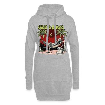 Chill A Mal – Skelett Hängematte Sommer Humor - Hoodie-Kleid - Grau meliert - Vorne