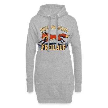 Schlaue Füchsen brauchen Freilauf - Hoodie-Kleid - Grau meliert - Vorne